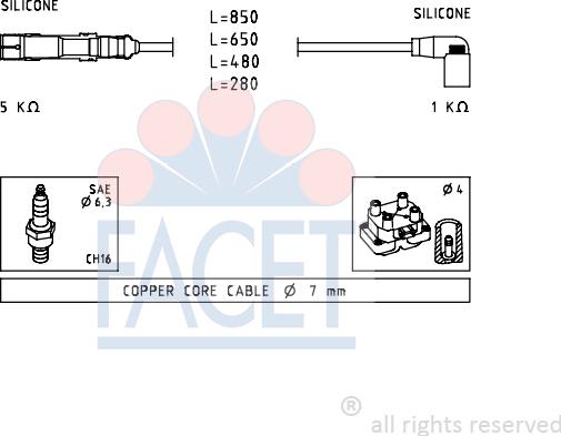 FACET 4.7223 - Kit de câbles d'allumage cwaw.fr