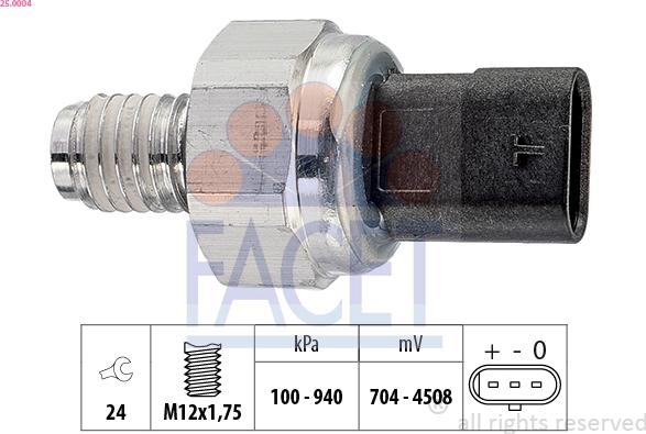 FACET 25.0004 - Capteur, pression d'huile cwaw.fr