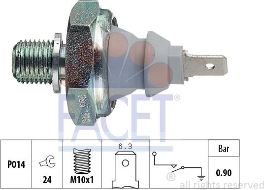 FACET 7.0095 - Capteur, pression d'huile cwaw.fr