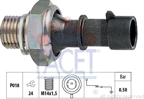 FACET 7.0069 - Capteur, pression d'huile cwaw.fr