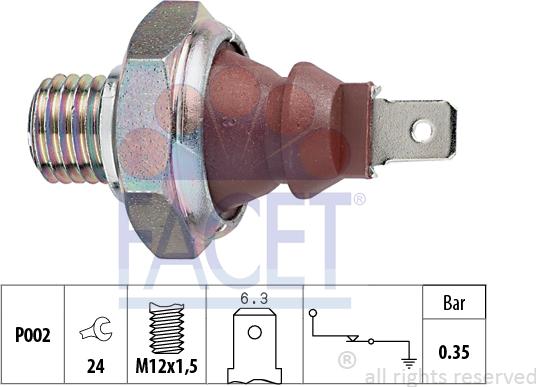 FACET 7.0026 - Capteur, pression d'huile cwaw.fr