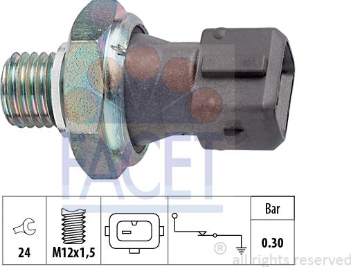 FACET 7.0071 - Capteur, pression d'huile cwaw.fr