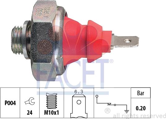 FACET 7.0072 - Capteur, pression d'huile cwaw.fr