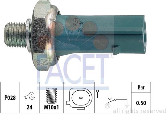 FACET 7.0196 - Capteur, pression d'huile cwaw.fr