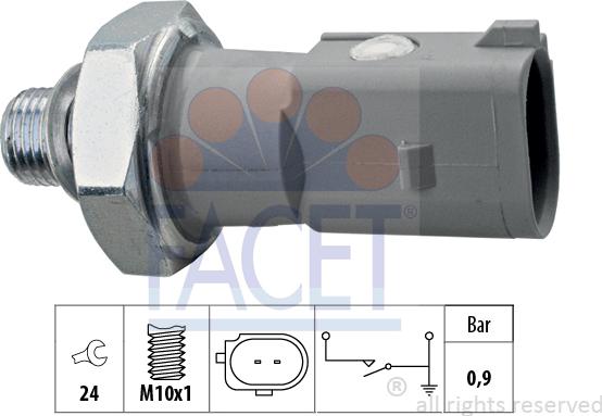 FACET 7.0197 - Capteur, pression d'huile cwaw.fr