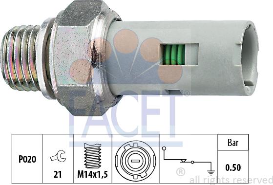 FACET 7.0151 - Capteur, pression d'huile cwaw.fr