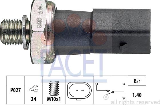 FACET 7.0168 - Capteur, pression d'huile cwaw.fr