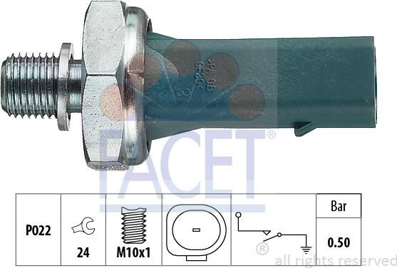 FACET 7.0139 - Capteur, pression d'huile cwaw.fr