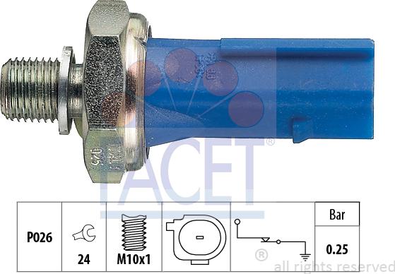 FACET 7.0133 - Capteur, pression d'huile cwaw.fr