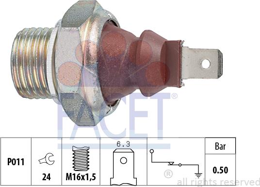 FACET 7.0124 - Capteur, pression d'huile cwaw.fr