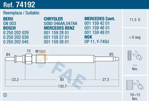 FAE 74192 - Bougie de préchauffage cwaw.fr