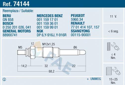 FAE 74144 - Bougie de préchauffage cwaw.fr