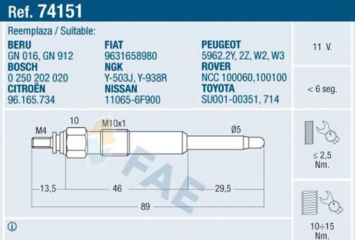 FAE 74151 - Bougie de préchauffage cwaw.fr