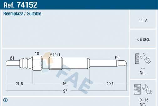 FAE 74152 - Bougie de préchauffage cwaw.fr