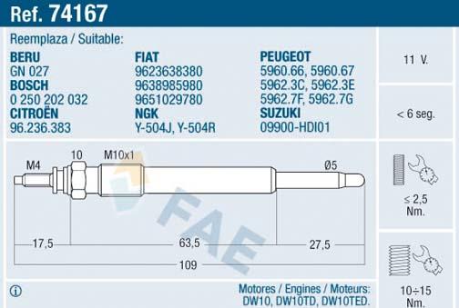 FAE 74167 - Bougie de préchauffage cwaw.fr