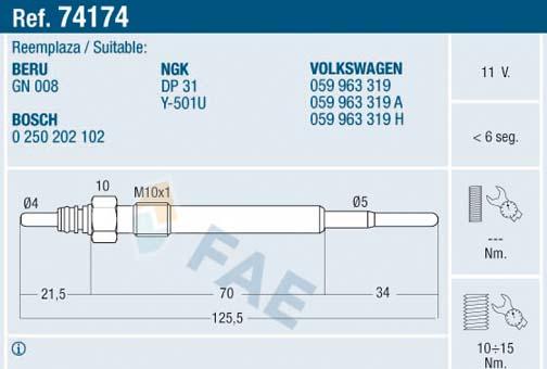 FAE 74174 - Bougie de préchauffage cwaw.fr