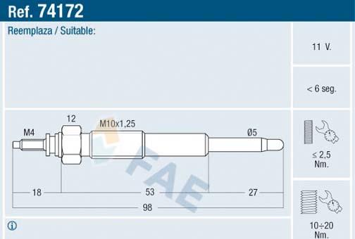 FAE 74172 - Bougie de préchauffage cwaw.fr