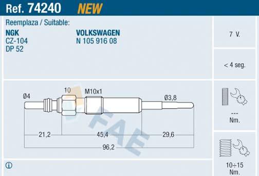 FAE 74240 - Bougie de préchauffage cwaw.fr