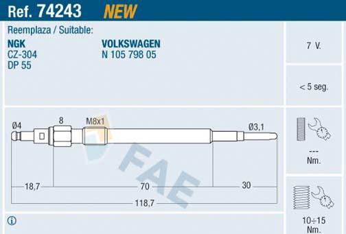 FAE 74243 - Bougie de préchauffage cwaw.fr