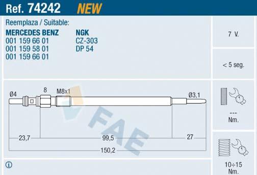 FAE 74242 - Bougie de préchauffage cwaw.fr