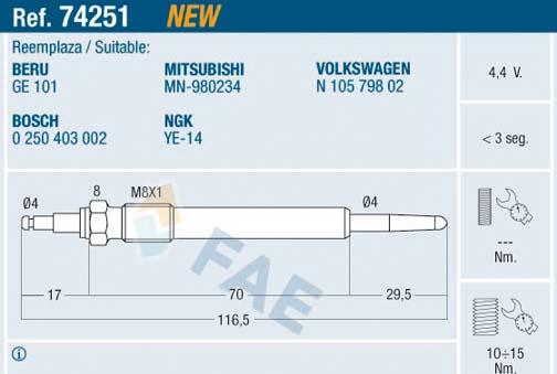 FAE 74251 - Bougie de préchauffage cwaw.fr