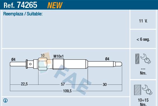 FAE 74265 - Bougie de préchauffage cwaw.fr