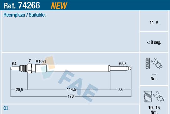 FAE 74266 - Bougie de préchauffage cwaw.fr