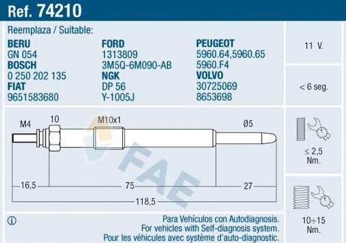 FAE 74210 - Bougie de préchauffage cwaw.fr