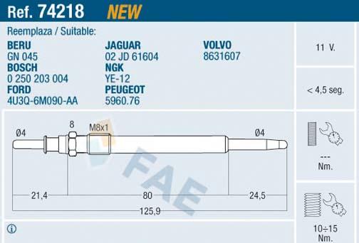 FAE 74218 - Bougie de préchauffage cwaw.fr