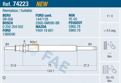 FAE 74223 - Bougie de préchauffage cwaw.fr