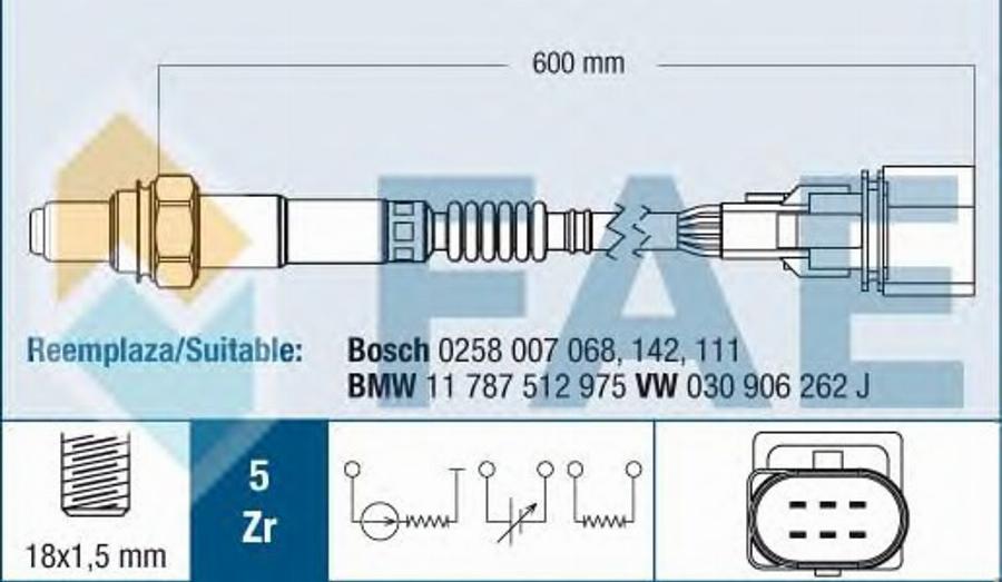 FAE 75001 - Sonde lambda cwaw.fr