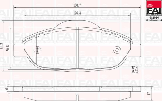 FAI AutoParts BP145 - Kit de plaquettes de frein, frein à disque cwaw.fr