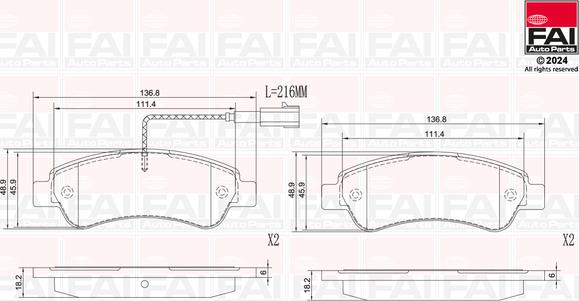 FAI AutoParts BP140 - Kit de plaquettes de frein, frein à disque cwaw.fr