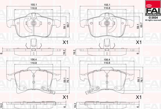 FAI AutoParts BP143 - Kit de plaquettes de frein, frein à disque cwaw.fr