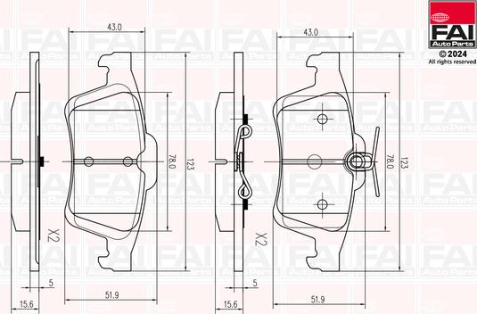 FAI AutoParts BP142 - Kit de plaquettes de frein, frein à disque cwaw.fr