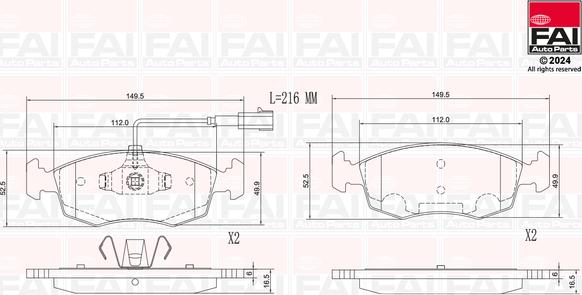 FAI AutoParts BP147 - Kit de plaquettes de frein, frein à disque cwaw.fr