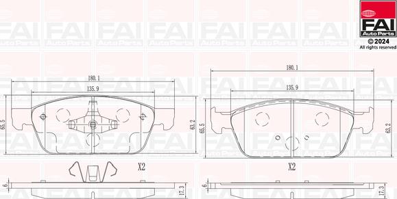 FAI AutoParts BP154 - Kit de plaquettes de frein, frein à disque cwaw.fr