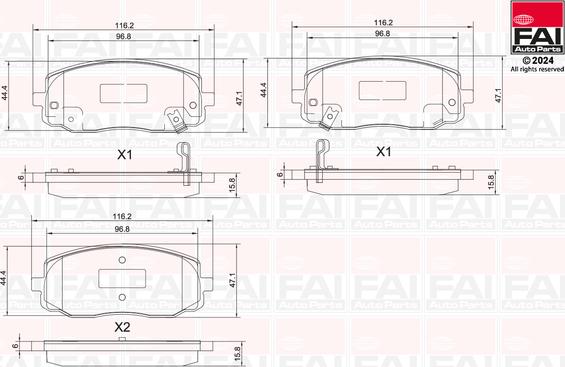 FAI AutoParts BP155 - Kit de plaquettes de frein, frein à disque cwaw.fr