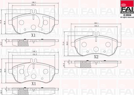 FAI AutoParts BP164 - Kit de plaquettes de frein, frein à disque cwaw.fr