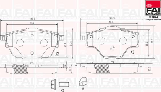 FAI AutoParts BP163 - Kit de plaquettes de frein, frein à disque cwaw.fr