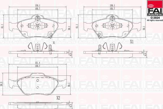 FAI AutoParts BP138 - Kit de plaquettes de frein, frein à disque cwaw.fr