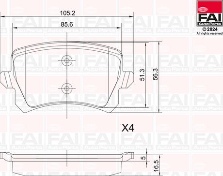 FAI AutoParts BP124 - Kit de plaquettes de frein, frein à disque cwaw.fr