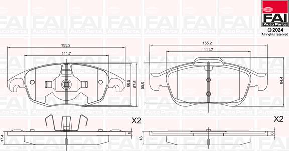 FAI AutoParts BP121 - Kit de plaquettes de frein, frein à disque cwaw.fr