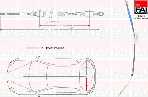 FAI AutoParts FBC0113 - Tirette à câble, frein de stationnement cwaw.fr