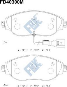 FBK FD40300M - Kit de plaquettes de frein, frein à disque cwaw.fr