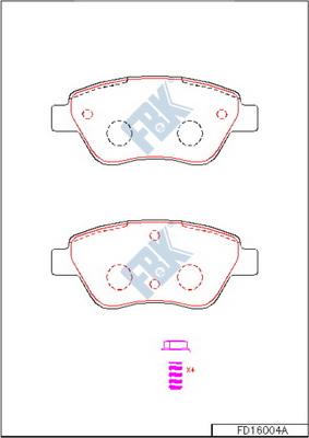 FBK FD16004A - Kit de plaquettes de frein, frein à disque cwaw.fr