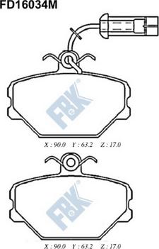 FBK FD16034M - Kit de plaquettes de frein, frein à disque cwaw.fr