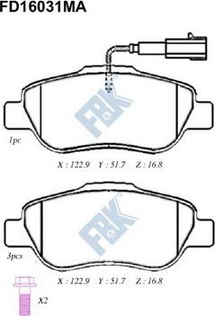 FBK FD16031MA - Kit de plaquettes de frein, frein à disque cwaw.fr