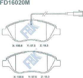 FBK FD16020M - Kit de plaquettes de frein, frein à disque cwaw.fr