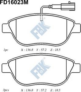 FBK FD16023M - Kit de plaquettes de frein, frein à disque cwaw.fr